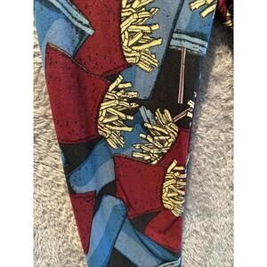 LuLaRoe OS STRETCH Blue Red Leggings Fries with that Shake Pants One Size
